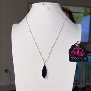 Paparazzi Silver Chain with Black Pendant Necklace